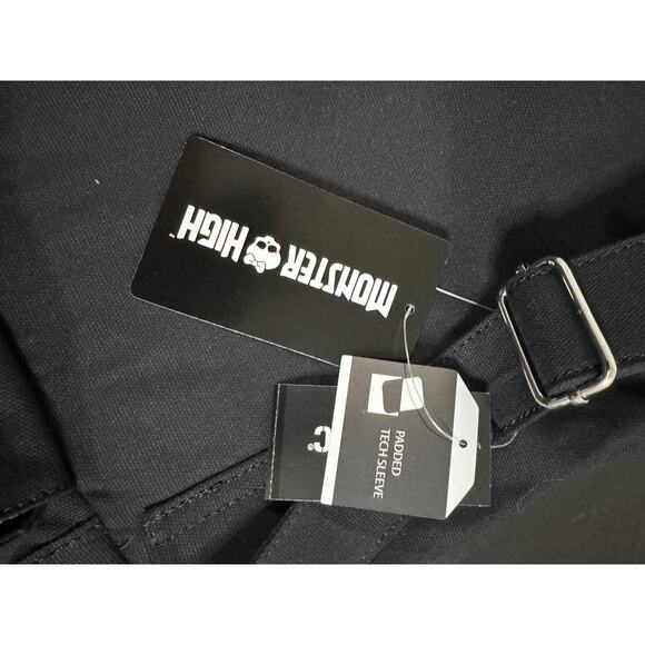 Monster High Draculaura Charm Lace Up Messenger Bag NWT Black Pink - Picture 9 of 9